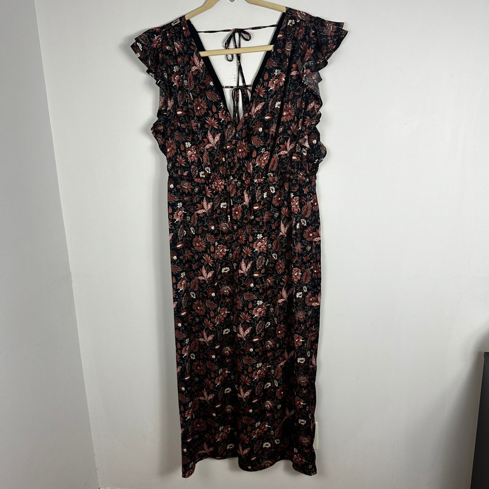 Madewell Dark Floral Wide Leg Jumpsuit Ruffle Womens Size 3X NEW Pampas Blooms - Picture 16 of 16